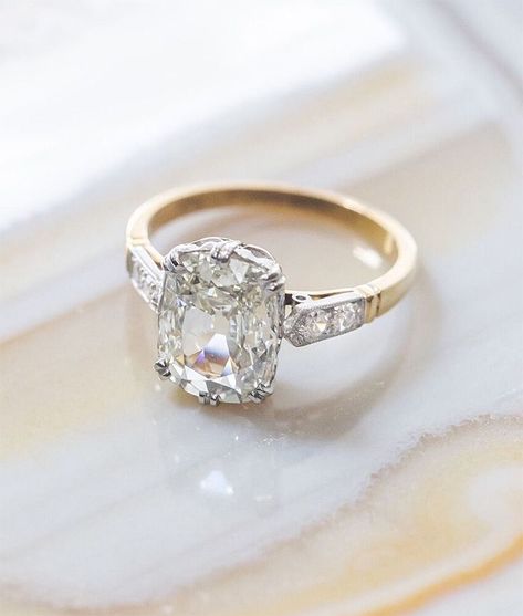 Cushion cut diamond engagement Cushion Cut Wedding Rings, Cushion Cut Diamond Ring, Fine Engagement Rings, The Bling Ring, Rings Ideas, Cushion Cut Engagement, Antique Engagement Ring, Beautiful Wedding Rings, Cushion Cut Engagement Ring