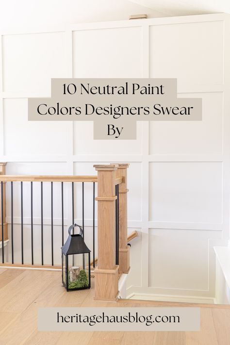 Check out today's blog post for 10 never-fail neutral paint colors! All Over Home Paint Color, Off White Woodwork, Paint Colors With Blonde Wood, Popular Behr Neutral Paint Colors, Neutral Bright Paint Colors, Neutral Wall Color Behr, Neutral Home Colors Interiors, Brightening Paint Colors, Popular Behr Paint Colors Living Room