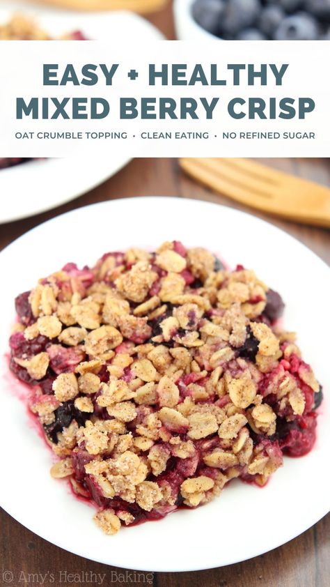 Fruit Crisps And Cobblers Healthy, Mixed Berry Cobbler Healthy, Berry Crumble With Frozen Berries, Low Calorie Berry Crumble, Bumble Berry Crisp, Triple Berry Crisp With Frozen Berries, Frozen Fruit Dessert Healthy, Mixed Berry Crisp Recipe Frozen Fruit, Mixed Berry Recipes Healthy