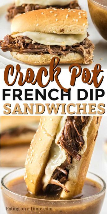 French Dip Recipe, Crock Pot French Dip, French Dip Recipes, French Dip Crock Pot, French Dip Sandwiches, Dip Sandwiches, Easy Crockpot Dinners, French Dip Sandwich, Crockpot Pork