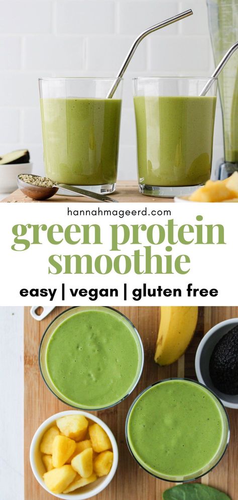 Green Smoothie With Protein Powder, Plant Based Green Smoothie, Green Smoothie For Flat Tummy, Green Smoothy Recipe, Greens Protein Smoothie, Greens Protein Shake, Healthy Green Smoothies Recipes, Protein Shakes Powder, Vegetarian Smoothie Recipes