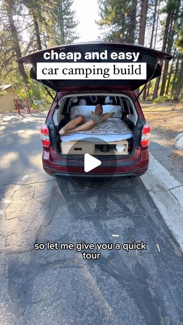 Camper Car Ideas, Estate Car Camping, Forester Car Camping, Car Camping Bed Ideas, Small Car Camping Ideas, Car Camping Build Out, Dodge Journey Camping, Family Car Camping, Car Camper Ideas