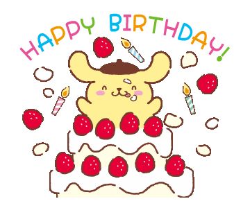 Sanrio Happy Birthday Gif, Happy Birthday Pompompurin, Happy Birthday Cute Gif, Cute Happy Birthday Stickers, Happy Bday Gif, Pompompurin Birthday, Andy Pants, Wishes Background, Gif Happy Birthday