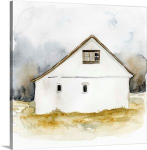 Barn Watercolor, White Barn, Country Farm, Stock Paper, Big Canvas Art, Best Canvas, Art Poster, Fine Art Painting, Painting Prints