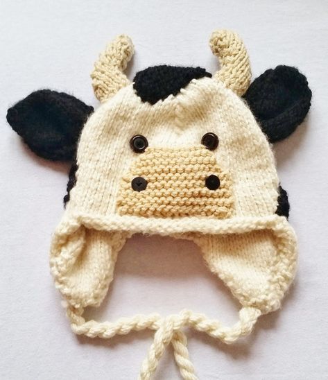 Elephant Hat, Cow Hat, Chicken Hats, Holstein Cow, Hat For Kids, Holstein Cows, Crochet Kids Hats, Crochet Knit Hat, Crochet Cow