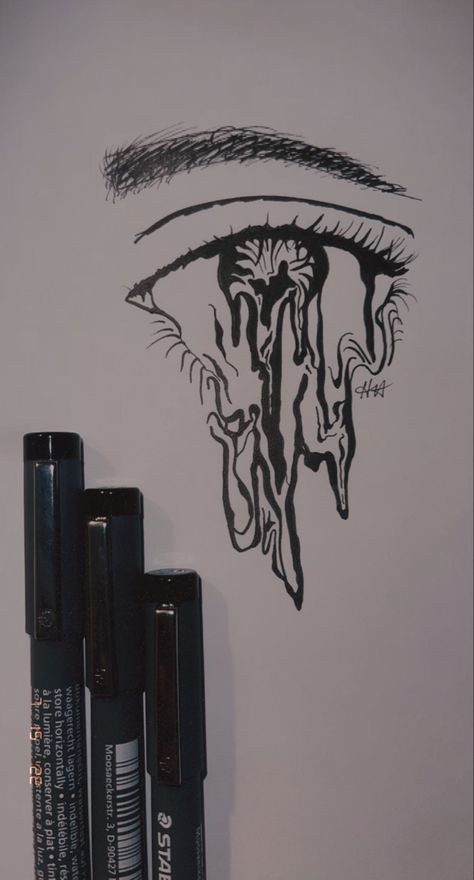 Melting eye sketch Eyes Melting Drawing, Melting Eye Art, Eye Tattoo Trippy, Eye Melting Drawing, Eyes Drawing Abstract, Eyes Melting Tattoo, Melted Words Tattoo, Eyes On Fire Tattoo, Melting Eyes Tattoo