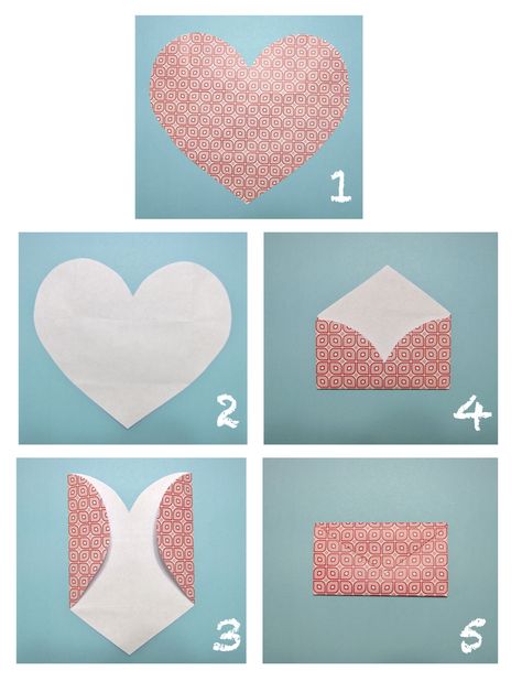 DIY: heart envelopes - simple enough to do with kids...and wonderful idea for all those homemade cards that are not quite...square!  :) Heart Envelope, How To Make An Envelope, Crafty Craft, Cute Crafts, Diy Paper, Paper Crafting, A Heart, Fun Crafts, Diy Gifts