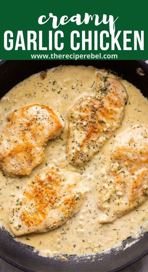 Pin on one pan Chicken dinner recipes Creamy Garlic Baked Chicken, Easy Chicken One Pan Recipes, Grilled Chicken Recipes With Sauce, Creamy Chicken Recipes Healthy, Chicken Chicken Broth Recipes, Chicken With Pan Sauce Recipes, Creamy Chicken Meals, Chicken Breast Recipes Low Sodium, Easy Chicken Pan Recipes