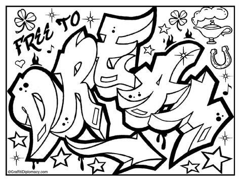 Graffiti Coloring Pages, Graffiti Coloring, Free Adult Coloring Printables, Graffiti Names, Skull Coloring Pages, Swear Word Coloring Book, Adult Colouring Printables, Graffiti Words, Love Coloring Pages