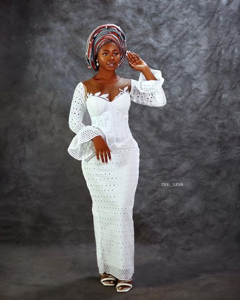 White Lace Dress Styles Nigerian Asoebi, White Asoebi Styles, White Asoebi Lace Styles, White Asoebi, White Lace Dress Styles, White Lace Dress Styles Nigerian, Asoebi Lace Style, Lace Dress Styles Nigerian, Lace Gown Styles Aso Ebi