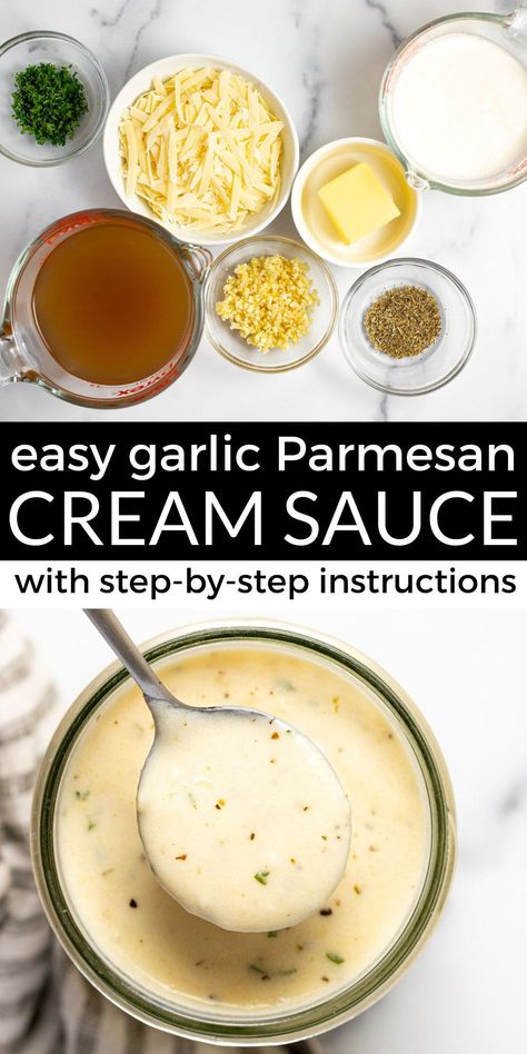 Homemade Pasta Cream Sauce, Heavy Cream Cheese Sauce, Homemade Garlic Sauce For Pasta, Butter Garlic Parmesan Pasta, Butter Garlic Parmesan Sauce, Garlic Parmesan Steak Sauce, Pasta Butter Garlic Sauce, How To Make Parmesan Sauce, Homemade Cream Sauce For Pasta