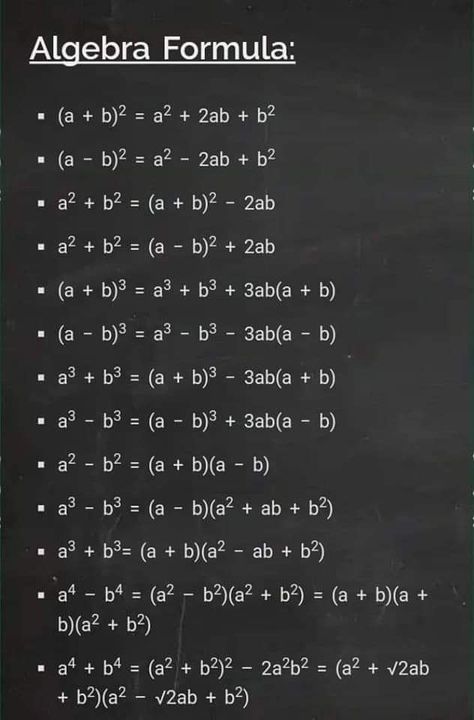 Algebra Notes, Maths Revision, Math Formula Chart, Algebra Formulas, Maths Tricks, Formula Chart, Studie Hacks, Studera Motivation, Bahasa Jepun