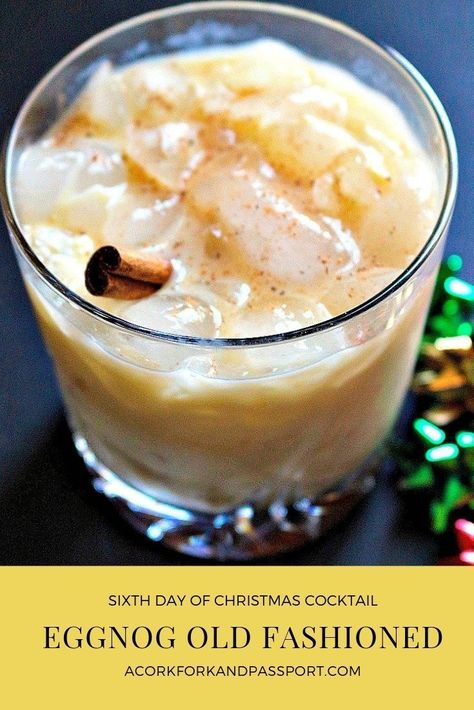 Eggnog Old Fashioned | A delightful holiday cocktail with eggnog, brandy, Frangelico, and cardamom bitters. #christmascocktail #holidaycocktail #cocktail #eggnog #eggnogcocktail #brandy #12daysofchristmas Eggnog Cocktail, Festive Holiday Cocktails, Brandy Cocktails, Christmas Cocktail, Festive Cocktails, Old Fashioned Cocktail, Christmas Cocktails Recipes, Christmas Cocktails, Alcohol Drink Recipes