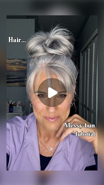 Messy Bun For Wedding Guest, Hair Up Ideas For Medium Hair, Cute Hair Bun Ideas, Easy Fast Updos For Medium Hair, High Messy Bun For Short Hair, Quick Bun Tutorial, Messy Buns With Bangs, Bun How To, Quick Long Hair Updos