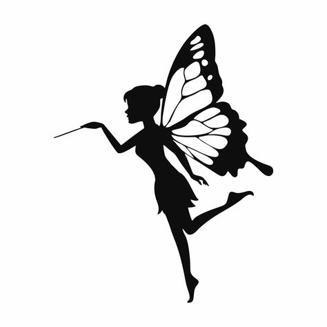 Fairy Silhouette Fairy Silhouette Printable Free, Fairy Templates Free Printable, Fairy Silhouette Tattoo, Drawing Of Fairy, Tattoos Sunflower, Wm Logo, Fairy Stencil, Silhouette Printables, Fairytale Clipart