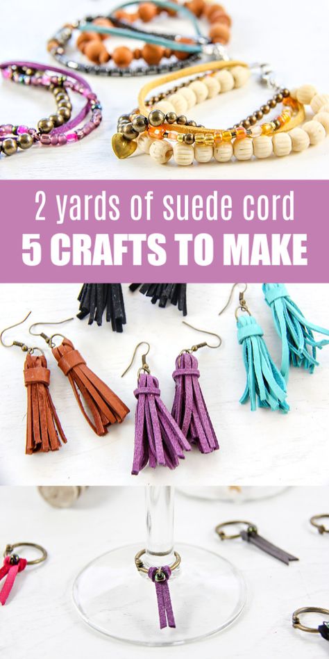 Hemp Cord Ideas, Suede Craft Ideas, Suede Cord Crafts, Suede Crafts, Cord Bracelet Diy, Makeup Brush Roll, Diy Lanyard, Cords Crafts, Wine Glass Markers