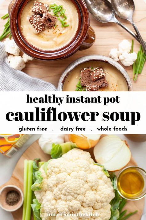 Look for instant pot soup inspiration? One of the tastiest recipes for cauliflower soup, this easy, dairy free, healthy, and vegan soup is creamy, rich, satisfying and simple. Make it in the crockpot if you have the time, or you can do stovetop too! Recipes For Cauliflower, Instant Pot Cauliflower Soup, Soup Inspiration, Tastiest Recipes, Cauliflower Soup Healthy, Instant Pot Cauliflower, Instant Pot Vegan, Soup Instant Pot, Healthy Instant Pot