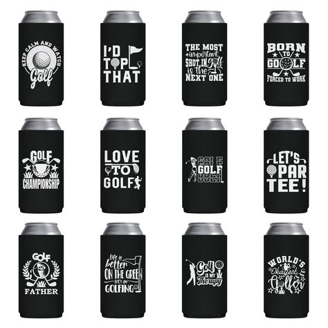 PRICES MAY VARY. 【12 PATTERNS FUNNY SLIM BEER COZY BULK】-- Pop Nordic golf-themed can cooler offer different patterns and funny saying, makeing these skinny can cooler sleeves great conversation starters and adding some humor to your beverage game. 【HIGH-QUALITY NEOPRENE MATERIAL】-- Durable, insulated and lightweight. They will keep your hands dry when you have a cold drink after a half-time golf break. 【PERFCET FOR PARTY】-- Whether it's masters golf party, golf birthday party or bachelorette pa Beer Cozy, Nordic Color, Golf Birthday Party, Masters Golf, Golf Gifts For Men, Black Packaging, Golf Party, Ice Cold Drink, Beer Cooler