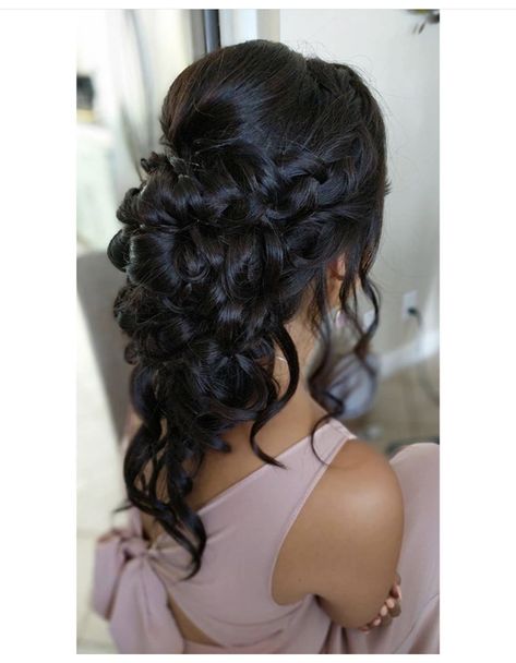 Bridesmaid Hairstyles Black Hair, Bride Hairstyles Black Hair, Hairdo Updo, Red Quince, Hairstyles Black Hair, Easy Curls, Formal Hairstyles For Long Hair, Wedding Hair Up, Beautiful Hairstyle