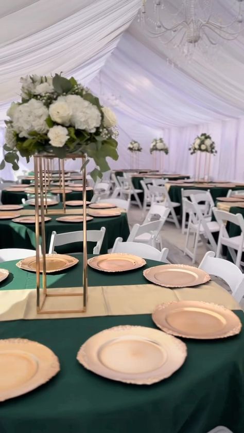 New Gold ring centerpieces available! Comes with all the green and candle, flowers can be changed to your color or style.… | Instagram Green And Gold Grad Party, Green And Gold Centerpieces, Ring Centerpieces, Gold Quinceanera Theme, Green Centerpieces, Gold Centerpieces, Quinceanera Themes, Inland Empire, Style Instagram