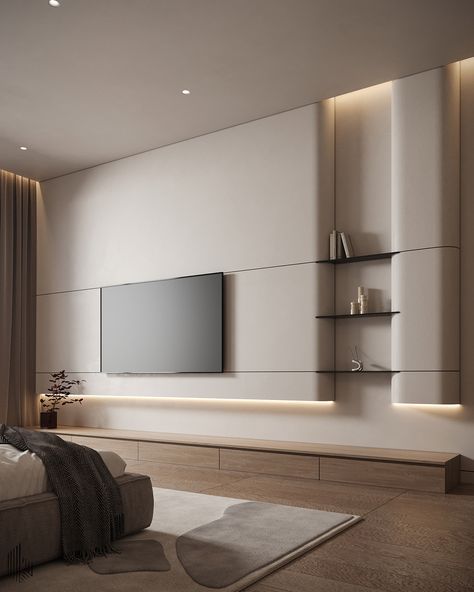 Minimal Bedroom :: Behance Tv Unit Minimal, Tv Unit In Bedroom, Minimal Tv Unit Design, Minimal Tv Unit, Bedroom With Tv, Tv Unit Wall, Tv Unite, Minimal Houses, Minimal Bedroom Design