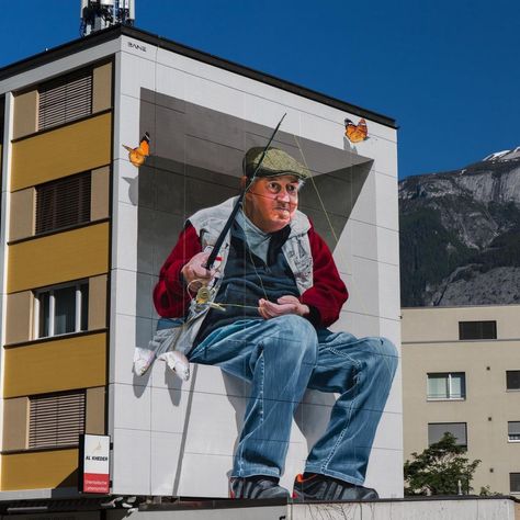 Fabian Bane Florin @ Chur, Switzerland Chur Switzerland, Street Art News, Street Art Utopia, Street Art Artists, Sidewalk Art, Street Mural, Urban Street Art, 3d Street Art, Amazing Street Art