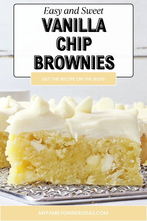 Vanilla brownies Vanilla Brownies, Vanilla Recipes, Dessert Photography, Vanilla Flavor, Favorite Dessert, Brownie Batter, Brownie Cake, Vanilla Frosting, Sweet Delights