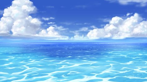 Anime Ocean Wallpaper, Ocean Wallpaper Iphone, Anime Ocean, Hd Sky, Underwater Background, Anime Summer, Wallpaper Estetika, Ocean Backgrounds, Water Aesthetic