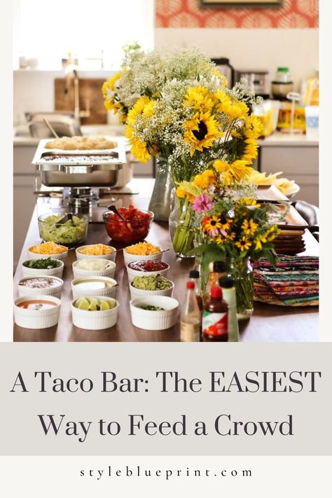 Taco Bar For A Wedding, Taco Bar Buffet, Meat For A Crowd, Beef Taco Seasoning, Taco Bar Party, Buffet Set Up, Bar At Home, Mexican Buffet, Potato Bar