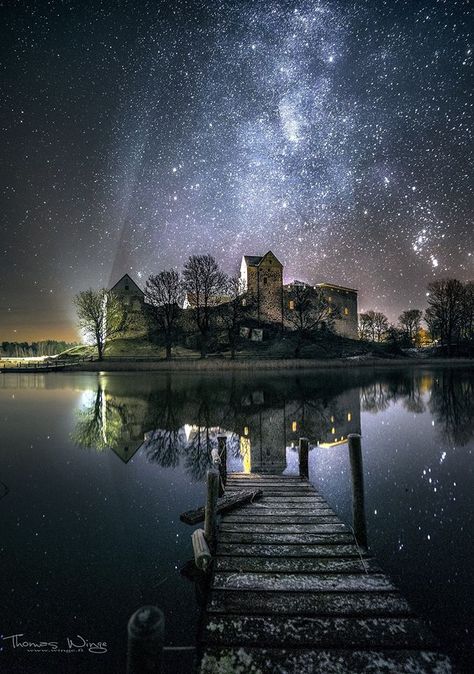 Night at the Kastelholm Castle, Aland Islands (Finland) Built around 1350. Turf House, �Åland Islands, Places Around The World, Night Photography, Amazing Photography, Europe Travel, Finland, The Globe, Castle