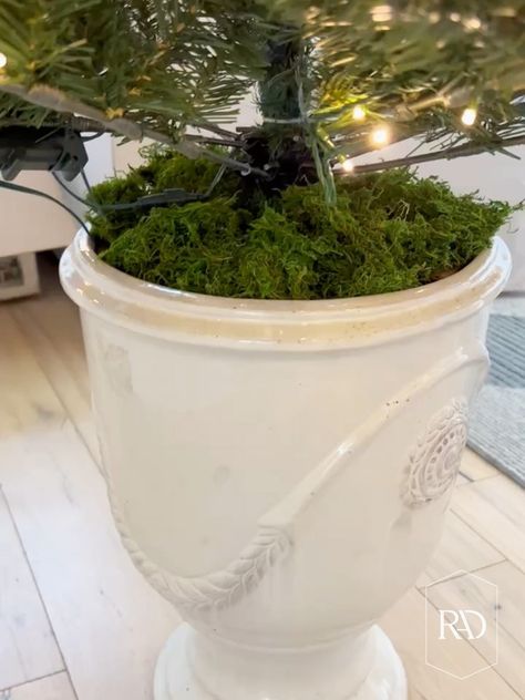 DIY Potted Christmas Tree Stand - Remington Avenue Wash Tub Christmas Tree Stand, Xmas Tree Stand Ideas, Christmas Tree In Pot Ideas, Bases For Christmas Trees, Christmas Tree Urns Outdoor, Diy Ornament Stand, How To Raise Christmas Tree Height, How To Put A Christmas Tree In A Pot, Christmas Tree In A Planter