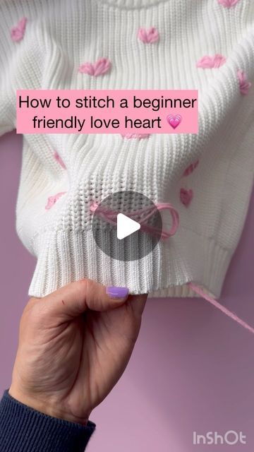 Hand embroided personalised sweaters - Pixie&Me on Instagram: "Comment HEART for the link to our free mini embroidery kit with any plain sweater purchase offer that we currently have running 🤯🤯we have limited stock left so secure your size now! 😍😍  This is an easy stitch you can totally do!! Simply grab one of our sweet sweaters and I will include a mini kit for free!   What’s in the free kit?   X1 Fabric Marker! X1 Ten metres of yarn X1 Stitching needle!   The sweater in this video is the white and the yarn colour is Pink!  Have a go at making your own following this simple tutorial ! 💗💗💗💗  You guys went CRAZY after I shared this sweater on my page yesterday so why not have a go at making your own 💗💗💗😍😍  Tips: : You do not have to fill you heart with the two steps at the end, Heart Hand Embroidery, How To Stitch A Heart On A Sleeve, Sweatshirt Hand Embroidery Ideas, How To Embroider A Heart, How To Hand Stitch Name On Sweater, Blanket Stitch Embroidery Design, Heart Embroidery On Sweater, Embroidery On Sweaters, Heart Embroidery Patterns