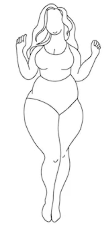 Plus Size Woman Silhouette Drawing, Plus Size Art Reference Drawing, Body Outline Drawing Simple, Plus Size Woman Drawing, Woman Outline Drawing, Plus Size Drawing Reference Poses, Body Outline Drawing, Girl Outlines, Body Profile