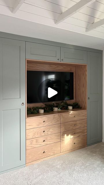 Modern Built In Wardrobe Master Bedrooms, Living Room Wardrobe Storage, Built In Storage In Bedroom, Built In Wall Wardrobe, Ikea Wardrobe Hack With Tv, Ikea Pax Wardrobe Over Bed, Wall Closet With Tv Master Bedrooms, Ikea Wardrobe With Tv, Wardrobe In Master Room