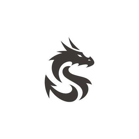 Logotipo de vector de ilustración de dra... | Premium Vector #Freepik #vector #bestia #dragon-chino #logo #ilustraciones-vectoriales Dragon Icon Logo, Naga Vector, Dragon Head Silhouette, Logo Design Dragon, Logo Naga, Designing Logo, Dragon Symbol Design, Dragon Vector Art, Dragon Illustration Simple