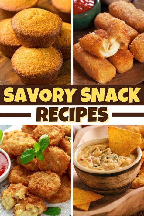 From dips to chips to pizza rolls and wings, we can't resist these savory snack recipes! Make these bites for your next party, and everyone will cheer. Savory Potluck Snacks, Cabin Snacks Ideas, Savoury Snack Ideas, Quick Savory Snacks, Savory Snacks For Party, Healthy Savoury Snacks, Shareable Snacks, Salty Snack Recipes, Food Savoury