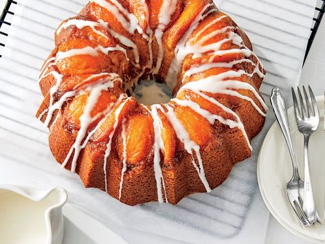 Peach-Bourbon Upside-Down Bundt Cake Pudding Cake Filling, Cake With Pudding Filling, Cake With Pudding, Peach Bourbon, Southern Living Recipes, Cake Filling, Peach Cake, Pound Cakes, Peach Recipe