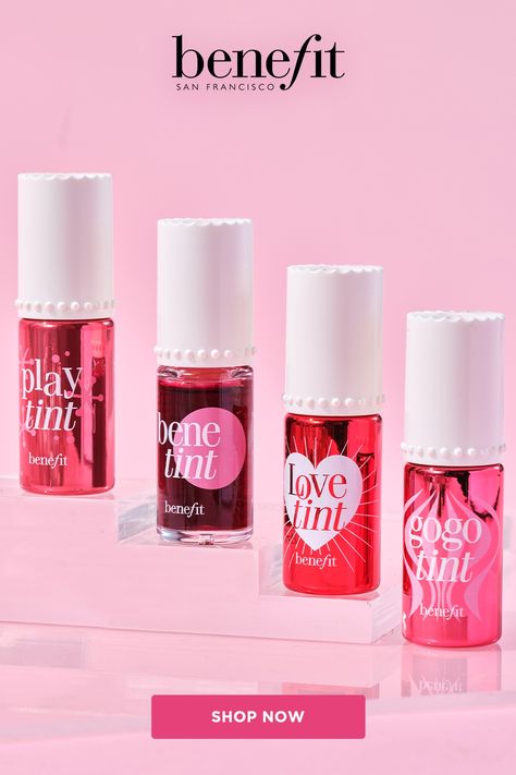 Benefit Liquid Blush, Benefit Cosmetics Lip Tint, Benefits Lip Tint, Benefit Lip Tint Swatch, Benefit Tint Lips, Benefit Lip And Cheek Tint, Play Tint Benefit, Benetint Swatch, Benefit Playtint