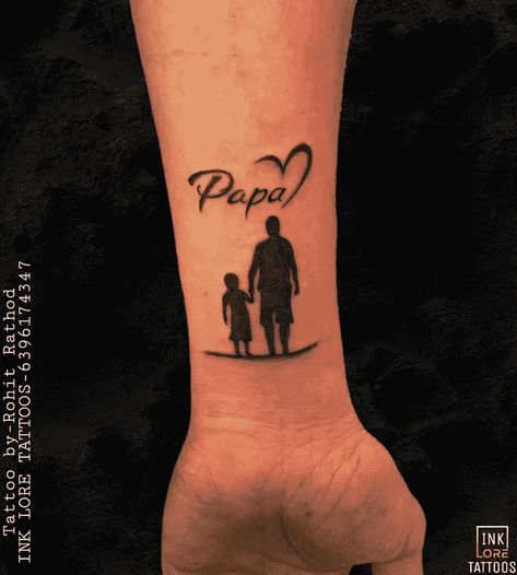 Father Related Tattoo, Rip Papa Tattoos, Fathers Tattoo For Daughter, Papa Memorial Tattoo, Papa Tattoo In Memory Of, Papa Tattoo Ideas, Tattoos For My Dad, Father And Daughter Tattoo Design, Father Tattoo Design