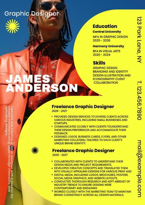 Cv Creative Design Ideas, Cv Graphic Design, Graphic Designer Ideas, Designer Resume Template, Graphic Designer Resume Template, Creative Resume Design, Portfolio Moodboard, Graphic Designer Resume, Designer Resume