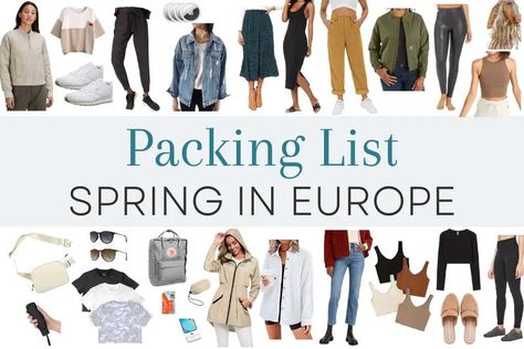 Europe In A Carry On Spring, 3 Week Packing List Europe, Capsule Packing Spring Europe, Fashion For Europe Travel Outfits, What To Take To Europe Packing Lists, Europe In March Packing, Amsterdam Packing List Spring, Packing For Europe In May, Month Long Europe Trip Packing