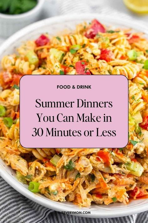 Easy Healthy Summer Dinners, Cool Dinners For Hot Days, August Dinner Ideas, Easy Vacation Dinners, Easy Summer Supper Ideas, Quick Yummy Dinners, Quick Easy Dinners For Family, Dinner For Hot Days Summer, Healthy Easy Dinner Recipes For Family