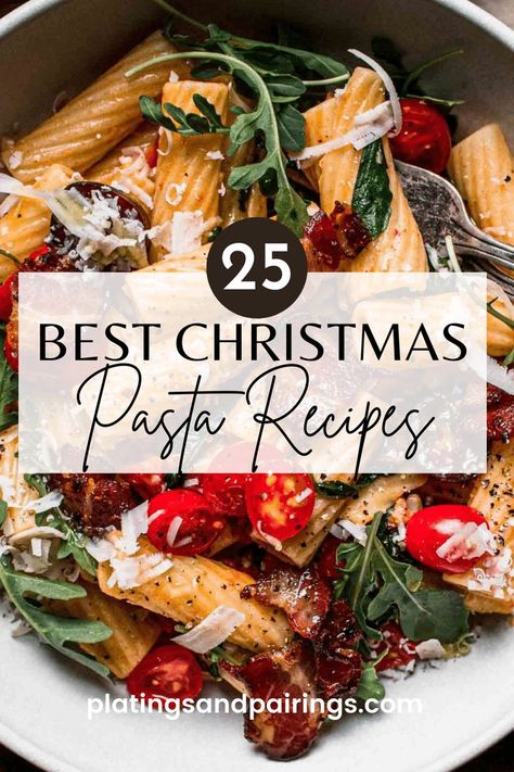 Ditch the standard ham or prime rib for the holidays and serve up one of these delicious Christmas pasta recipes instead!From manicotti, to pasta alla vodka, and more! // pasta recipes for christmas dinner Pasta Dishes For Christmas Dinner, Christmas Dinner Pasta Ideas, Pasta For Christmas Dinner, Prime Rib Pasta, Elevated Pasta Dishes, Christmas Pasta Dinner, Pasta Christmas Dinner, Holiday Pasta Salads Christmas, Italian Christmas Dinner Recipes