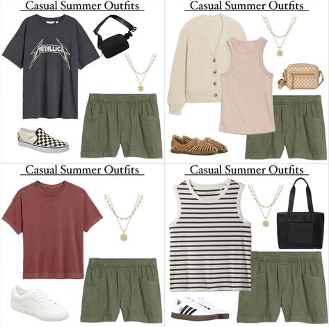 Styling one of my favorite shorts! The olive green linen short. My personal favorite is from @oldnavy! I have 9 looks all together. So many options for your weeks ahead! . Comment SHOP below to receive a DM with the link to shop this post on my LTK ⬇ https://liketk.it/4JTyE . . . . . . . . . . . . . . . #oldnavy #outfitstocopy #shoppingmycloset #shoppingmywardrobe #outfitrepeater #intentionalshopping #intentionalstyle #styleover30 #fashionover30 #oldnavyoutfits #oldnavystyle #momstyle #outf... What To Wear With Green Shorts, How To Style Green Shorts, Green Linen Shorts Outfit, Olive Shorts Outfit, Linen Shorts Outfit, Minimal Closet, Old Navy Outfits, Olive Shorts, Plus Size Fashion Tips