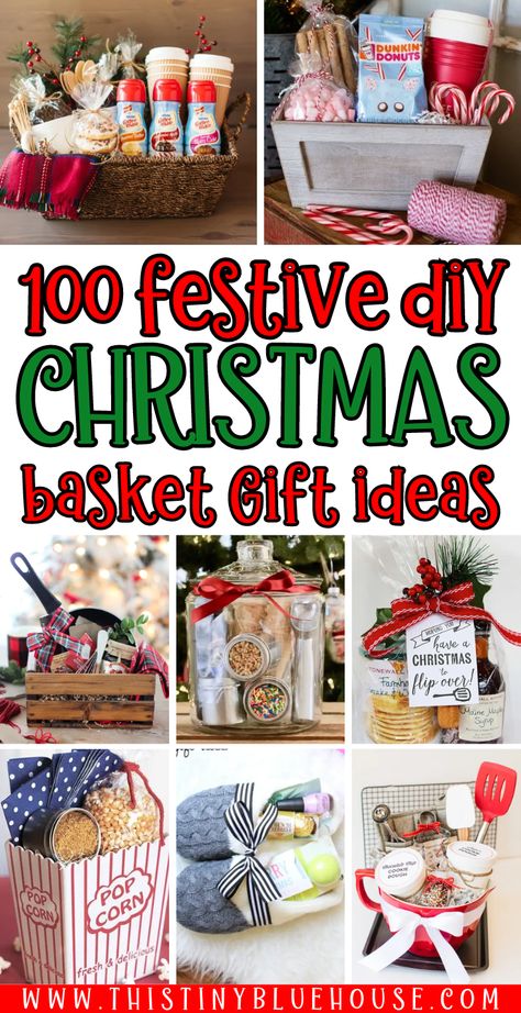 You gotta see these popular diy Christmas basket ideas!   These holiday gift basket DIYs are perfect for gifting to friends and family during the holiday season.  We've collected over 100 easy Christmas basket gifts that you can easily make yourself.  These creative Christmas basket gift ideas are so much fun to make and receive.  Head on over to our website today to see which holiday gift basket ideas  made our list! Handmade Christmas Baskets, Diy Gift Baskets Christmas, Christmas Holiday Gift Baskets, Kid Gift Basket Ideas Christmas, Diy Dollar Store Gift Baskets, $10 Gift Basket Ideas, Diy Christmas Gift Baskets Families, Gift Basket For A Family With Kids, Easy Gift Baskets For Christmas