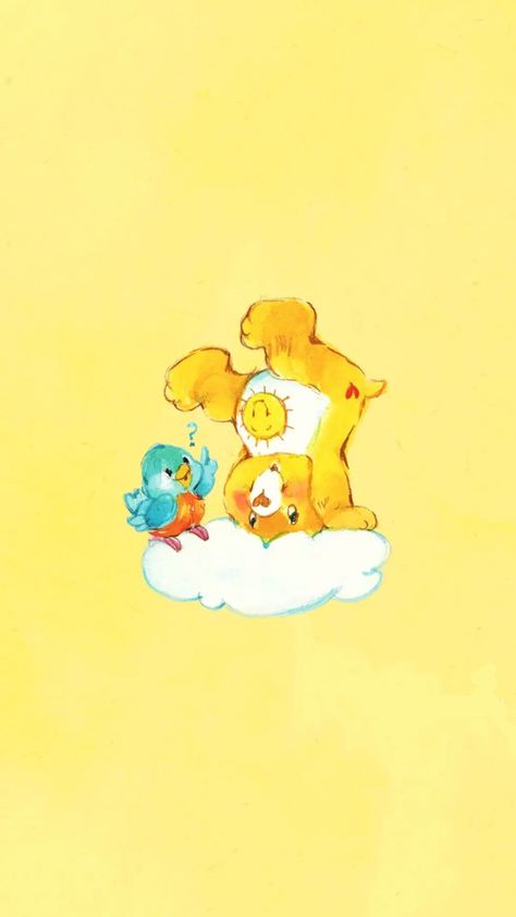 Warm Phone Wallpaper, Care Bears Vintage, Funshine Bear, Care Bears Cousins, 80s Cartoons, Preppy Wallpaper, Watercolor Wallpaper, Bear Wallpaper, Landscape Pictures