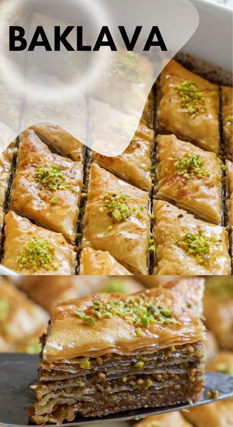 Blakava Recipe, Turkish Baklava Recipe Traditional, Baklava Bites Recipe, Authentic Baklava Recipe, Persian Baklava Recipe, Easy Baklava Recipe Simple, Baclavale Recipes Greek, Baklava Aesthetic, Turkish Baklava Recipe