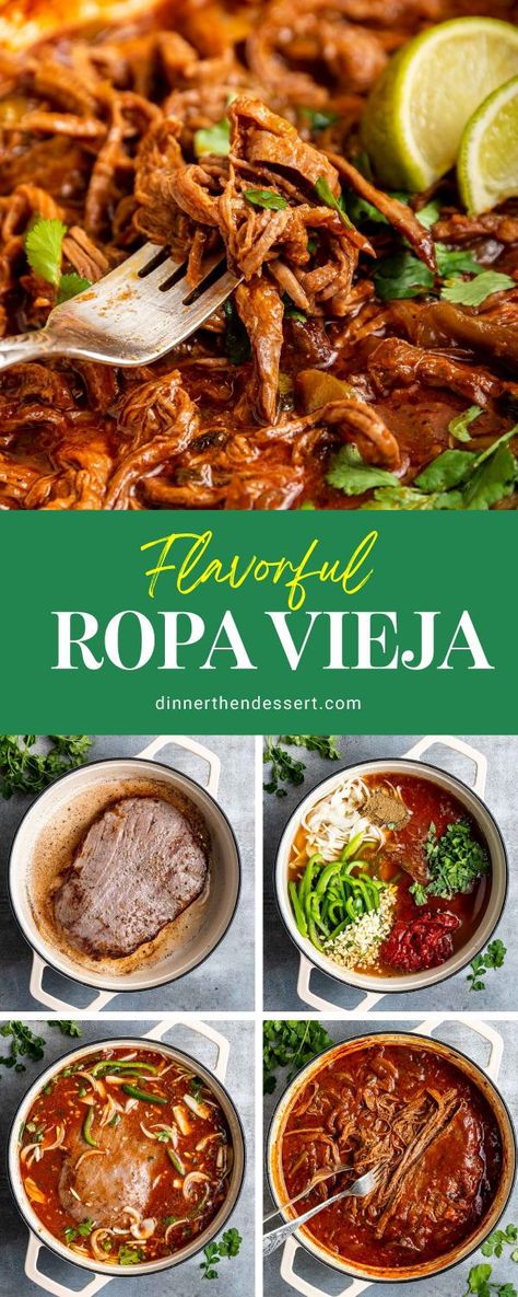 Ropa Vieja is a traditional Cuban dish with the juiciest beef packed full of flavor from garlic, tomato sauce, cumin, bell pepper, and more! Ropa Vieja is a staple in Cuban cuisine. Tops Vieja Recipe, Latin Dinner Ideas, Crockpot Ropa Vieja Recipes, Ropa Vieja Recipe Cuban, Latino Dinner Ideas, Carribean Dinner Recipes, Cheap Authentic Mexican Meals, Cuban Food Party, Mexican Dishes Authentic Mexico