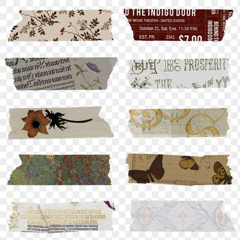 Washi Tape Printable Aesthetic Vintage, Vintage Tape Printable, Aesthetic Tape Sticker Printable, Aesthetic Sticker Design Printable, Scrapbook Stickers Transparent Background, Aesthetic Journal Stickers Png, Scrapbook Ideas Background, Scrapbook Journal Stickers Aesthetic, Journal Tape Sticker