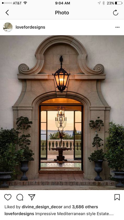 Montecito Homes, Classical Facade, Portico Design, Montecito California, Hacienda Homes, Best Front Doors, Entry Stairs, Homes Exterior, Spanish Villa